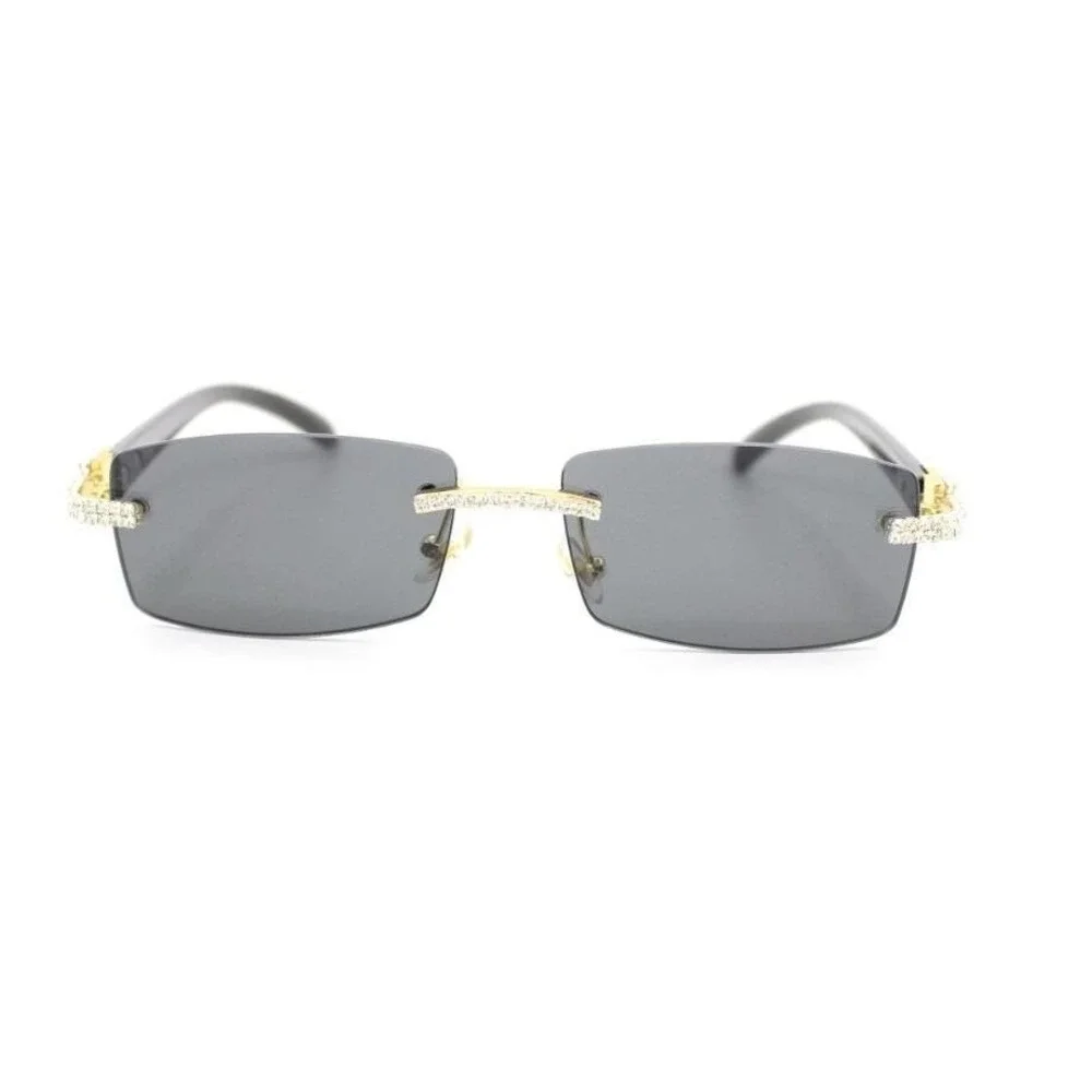 Rhinestone Sunglasses Women Rimless Square Frame Fashion Shades‎ Bling Hip Hop